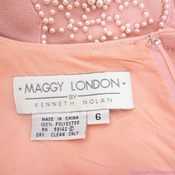 Maggy London vintage pink fake two-piece maxi dress with pearl floral, 6 - Picture 16 of 16